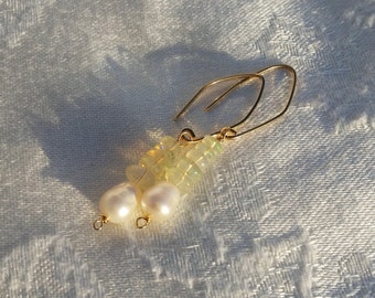 Ethiopian Welo Opal Earrings/ Ethiopian Opals and Pearl Earrings/ Akoya Pearls/Weddings Jewelry/Bridal Earrings/October Birthstone