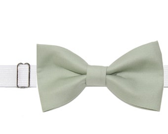Boys Seafoam Green Pre-Tied Cotton Bow Tie On Elastic Adjustable Strap