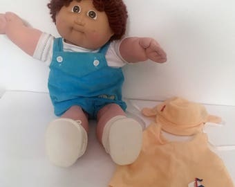 Vintage 1978 1982 Cabbage Patch Boy Doll with 2 Outfits~Brown Hair~Brown or Hazel Eyes~Coleco