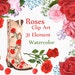 Watercolor roses clipart: "RED ROSES CLIPART" Floral clipart Red Flowers Diy wedding clipart Greeting card Floral boots Pink roses clip art