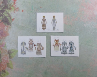 Dollhouse Miniature Set of Victorian Ladies Paper Doll Sheets