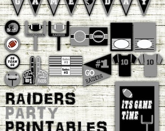 Raiders Football Party Printables and Decorations - Printable - 15 Pages in PDF Format - INSTaNT DOWNLoAD