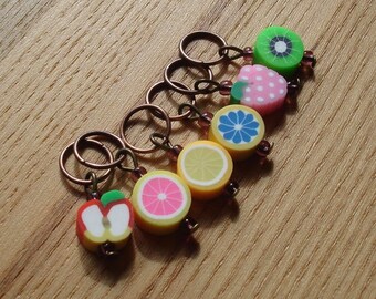 Snag Free Stitch Markers, Knitting Stitch Markers Set, Polymer Clay Stitch Markers, Fruit Stitch Markers, Knitting Tools, Gift for Knitters