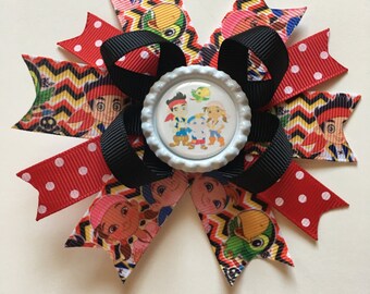 Jake & The Neverland Pirates- Jake Hairbow- Jake Hairbows- Jake Bows- Jake Bow- Pirate Hairbow- Pirate Hairbows- Pirate Bows- Pirate Bow-