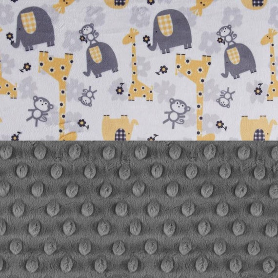 Newborn Baby Lovey / Personalized Baby Blanket Boy Girl - Yellow Minky Blanket / Gray Animal Blanket / Elephant Blanket / Name Baby Blanket