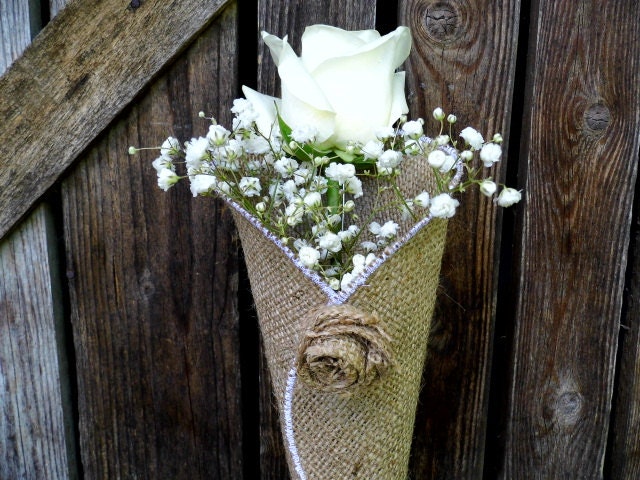 Burlap Flower Cone Rustic Church Decoration Burlap Flower Cone Rustic Church Decoration
