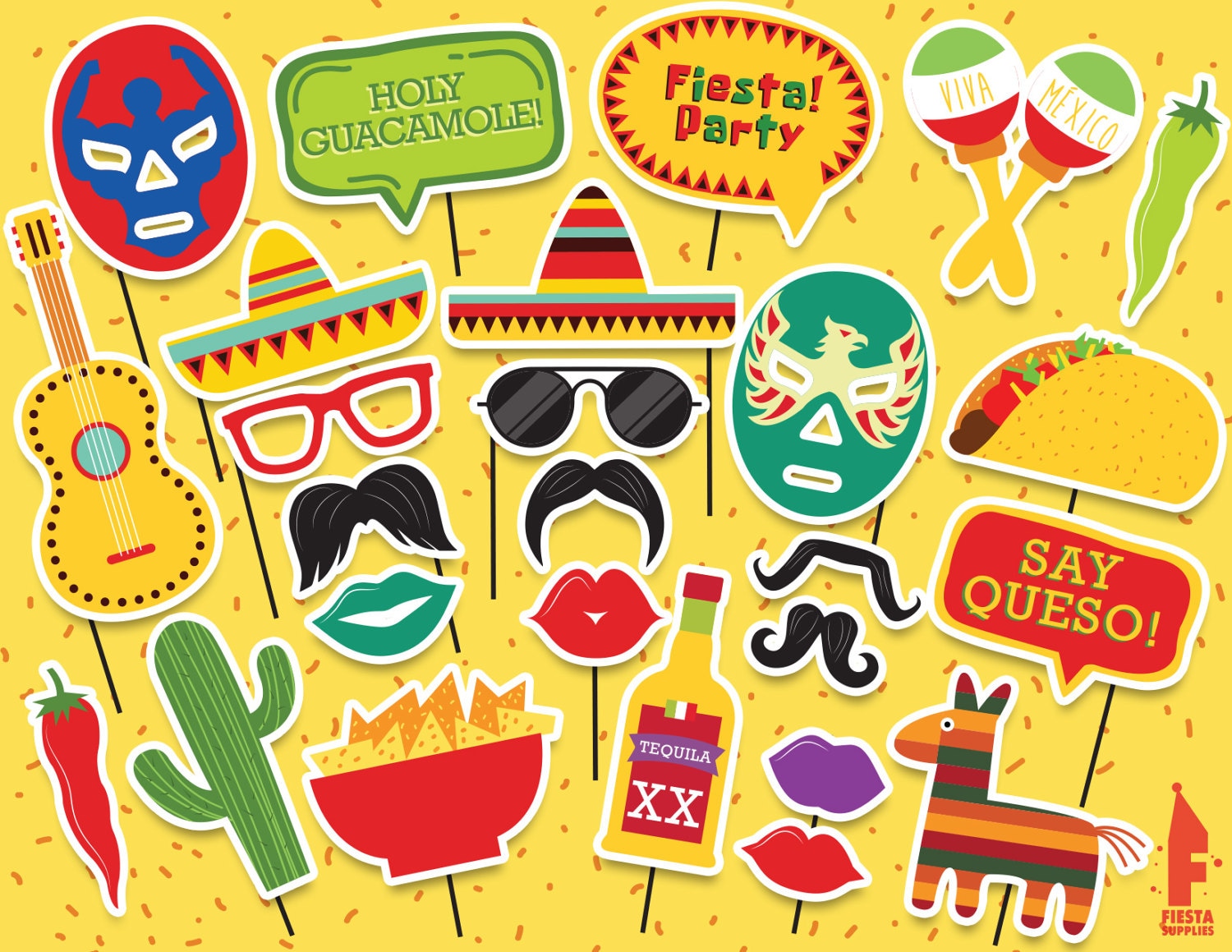 Mexican Party Printable Photobooth Props Mexican Photo Booth
