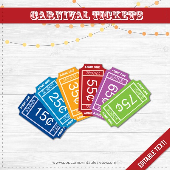 carnival tickets printable instant download pdf blue