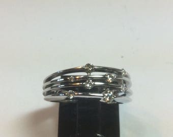 10K White Gold Multi Diamnd Bypass Ring