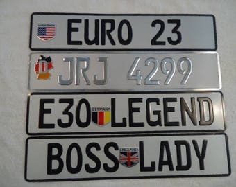 European German Custom Made License Plates .. EMBOSSED & 100% Aluminum