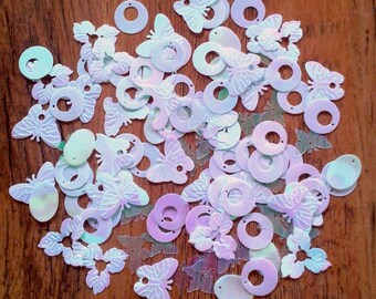 Sequins of various shapes - White Pearl - 10 grams T22