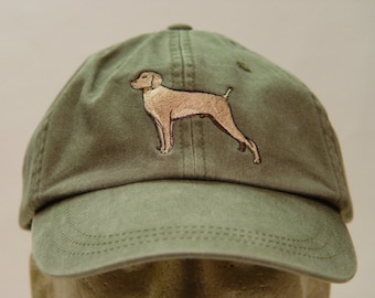 VIZSLA HAT - One Embroidered Dog Cap - Price Embroidery Apparel - 24 Color Caps Available