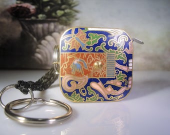 Cloisonné Measuring Tape, Cloisonné Keychain, Cloisonné Purse Fob, Measuring Tape, Keychain, Purse Fob, Vintage Measuring Tape, Collectible
