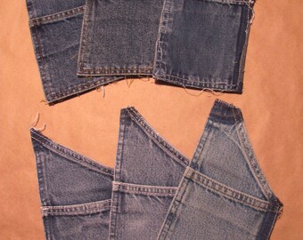 Recycled Denim Pockets Cargo/Overall Tool Pockets 6 pcs. Embellishement for DIY Projects