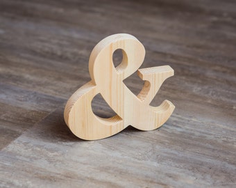 Unfinished wood Ampersant. Extraordinary gift idea. DIY ready for paint. Home Decor alphabet. Natural wood letter + option