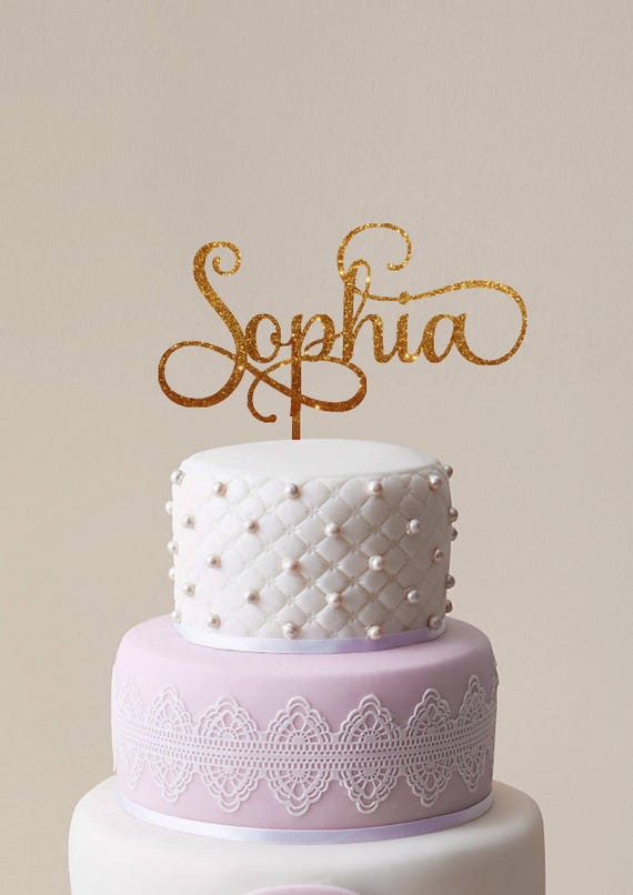 Custom Name Cake Topper Personalized Birthday Cake Topper Gold