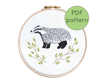 Badger Hand Embroidery Pattern Instant Download