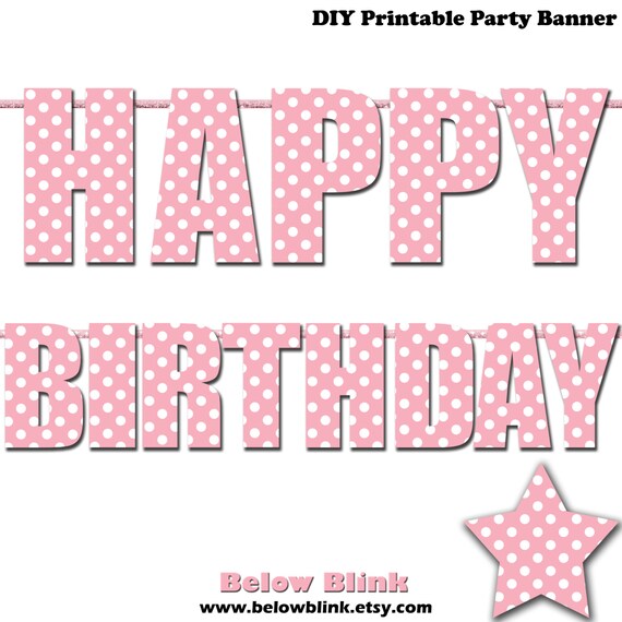 items similar to pink happy birthday letter banner pink polka dots