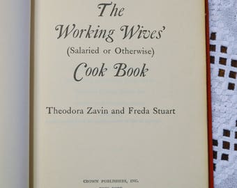 The Working Wives Cookbook Zavin and Stuart 1963 Recipe Book Collectible Vintage Book PanchosPorch