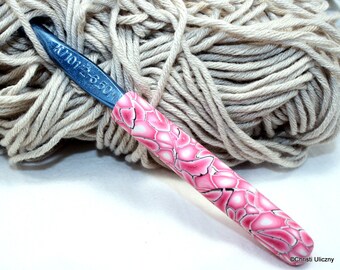 Polymer clay covered crochet hook, Boye new size K/10-1/2 or 6.50mm, handmade design, ready to ship