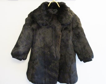 Child's Fur Coat, Rabbit Fur Coat for 4-5 Year Toddler, Soviet Estonian Vintage Warm Winter Kid's Fur Coat, 1960s Children Clothes