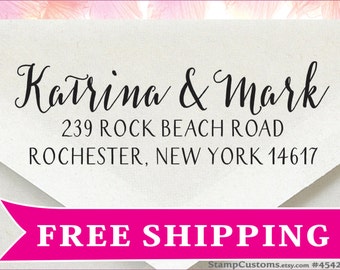Address Stamp - Custom Return Address Stamp - Wedding Calligraphy Address