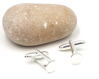 10 cabochon 8mm silver plate cuff links