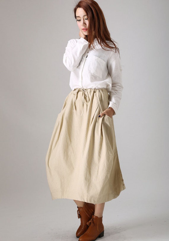 maxi skirt pockets casual skirt linen skirt womens skirts