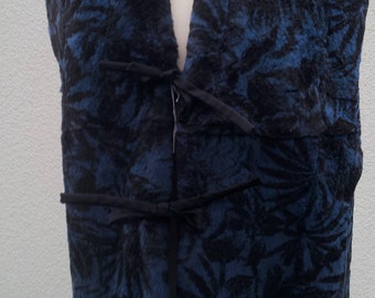 Reversible vest Kaninfellblau, shorn and printed GR 38/40