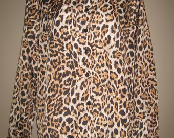 Long sleeve leopard button up blouse