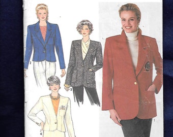 Vintage 1990 Simplicity 9874 Misses' Lined Semi Fittied Jacket With Princess Seams, And 2 Lengths, Sizes 16 to 24, UNCUT