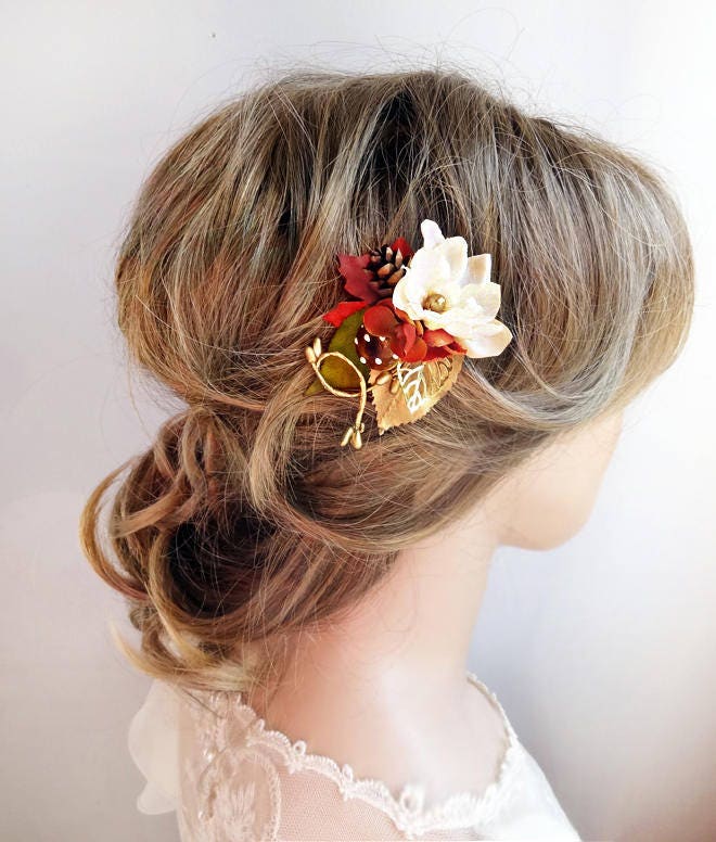 fall hair accessories fall hair clips gold and orange hair