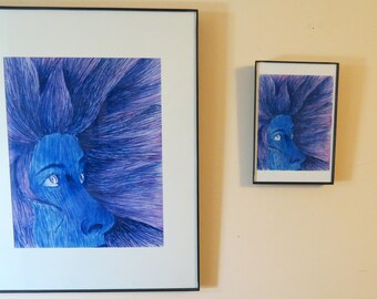 Original Art Print "Indigo" - Ink Drawing
