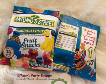 Sesame Street Fruit Snacks Wrapper, Sesame Street Fruit Snack Favor, Sesame Street Favors - Unfilled - PRINTED & SHIPPED