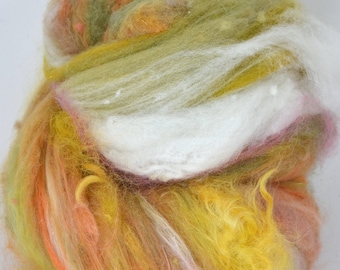 Farm Wool Art Batt for Spinning and Felting Fiber Fleece Textured Chunky Colorway- Wild West
