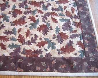 Quilted Table Runner with Oak Leaves