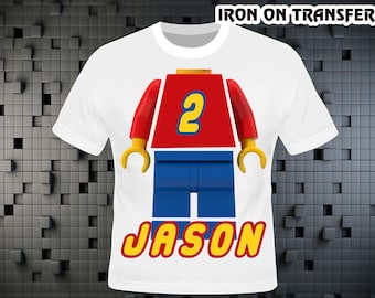 Lego , Lego Iron On Transfer , Lego Birthday Shirt DIY , Lego Shirt DIY , Boy Birthday Shirt , Lego Party , Persolalize Name , Digital File