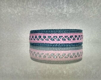 Jeansy - Paris style denim / jeansy bracelet with lace and rhinestones