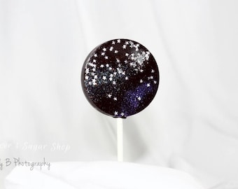 Galaxy Lollipops, Set of 10 Lollipops, 2 1/8 inch circle, Galaxy Party Favors, Birthday Party, Party Favors