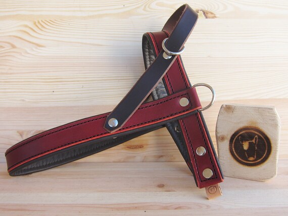 Leather Dog Harness, Burgundy Dog Harness, Comfort and Adjustable Harness for Small and Large Dogs, Handmade Harnesses, Easy Walk Harness