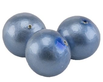 8mm Papermached bead in niagara blue metallic 1Pcs (PmA010_8mm_G343)