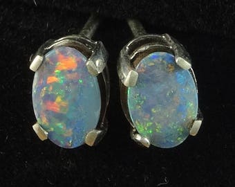 Doublet Opal Earrings in Sterling Silver