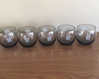 Cleveland Browns, Roly Poly Glasses, NFL, Retro, Cocktail, Barware, 1970's, Vintage, Deep Creek Shabby Decor