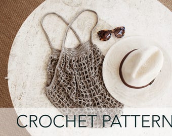 Crochet Pattern // Net Bag Market Tote Grocery Mesh String // French Market Bag PATTERN