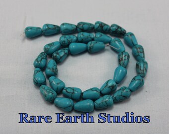 7x12mm turquoise Magnesite Beads 15" strand 60315084