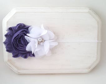 Purple and White Headband - Light Pastel Purple Headband - Newborn Headbands - Infant Headbands - Fancy Headband - Flower Girl Headband