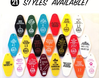 Retro Motel Novelty Keychain - Based on your favorite books, songs, + movies!