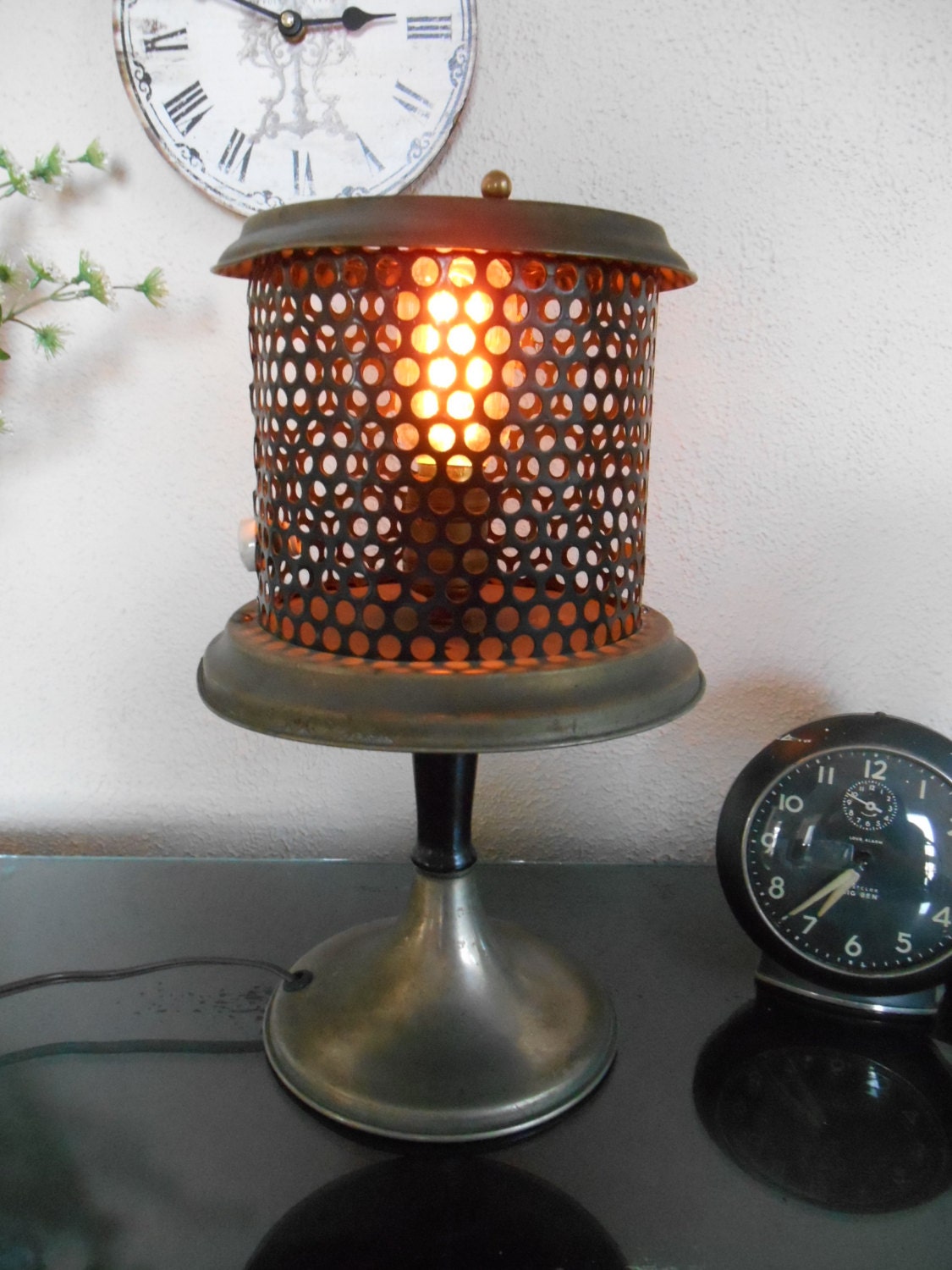 Vintage Upcyled Lamp Light Heater Industrial Machine Age