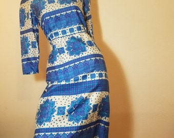 FREE SHIPPING 1950 Silk Linen Dress