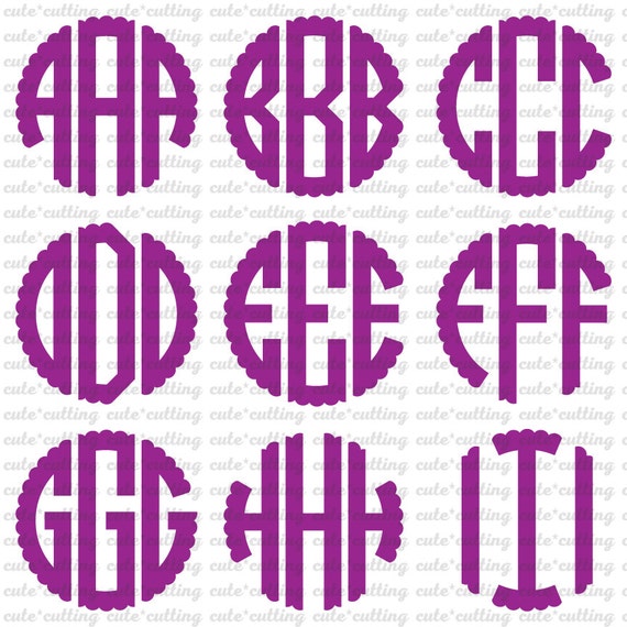 Download Scalloped Circle Monogram Font svg, Initials svg, Letters ...